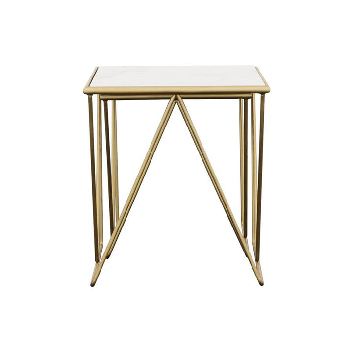 Bette - 2 Piece Marble Top Nesting Table Set - White And Gold Nesting Table modern furniture Contempo Furniture