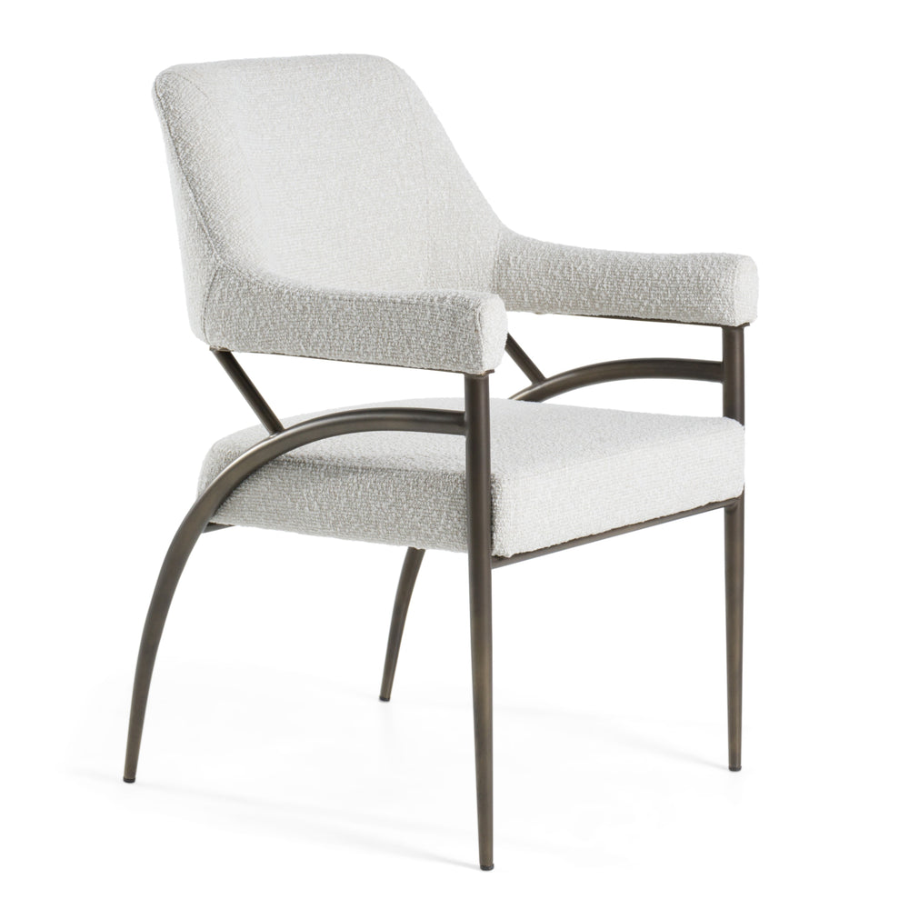 Betty - Modern Off-White Fabric + Bronze Dining Chair