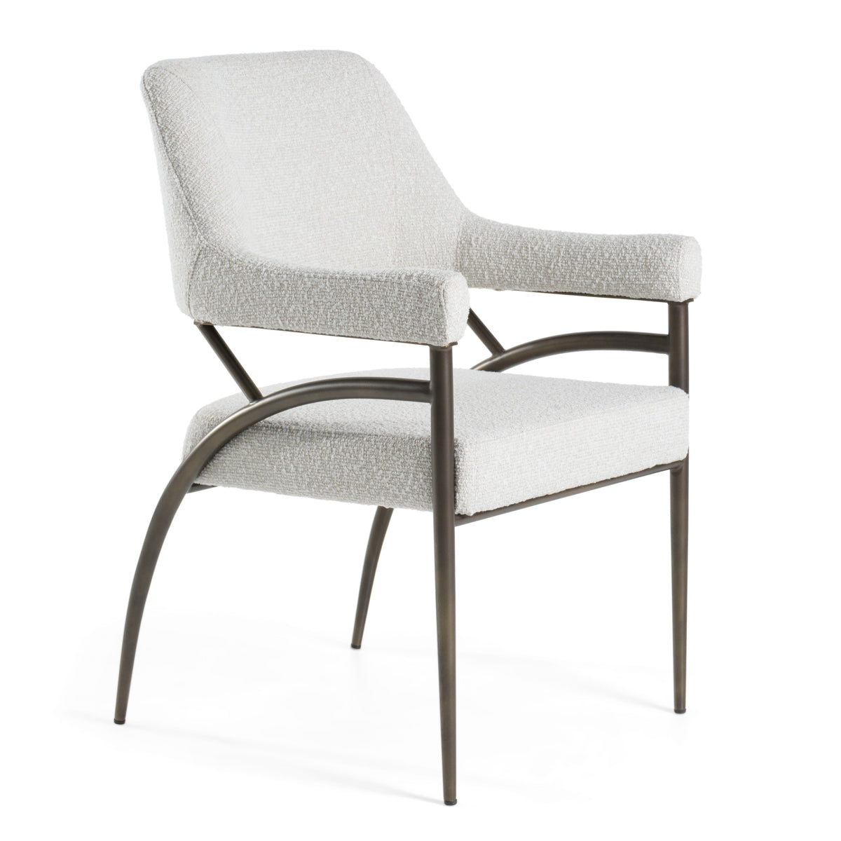 Betty - Modern Off-White Fabric + Bronze Dining Chair