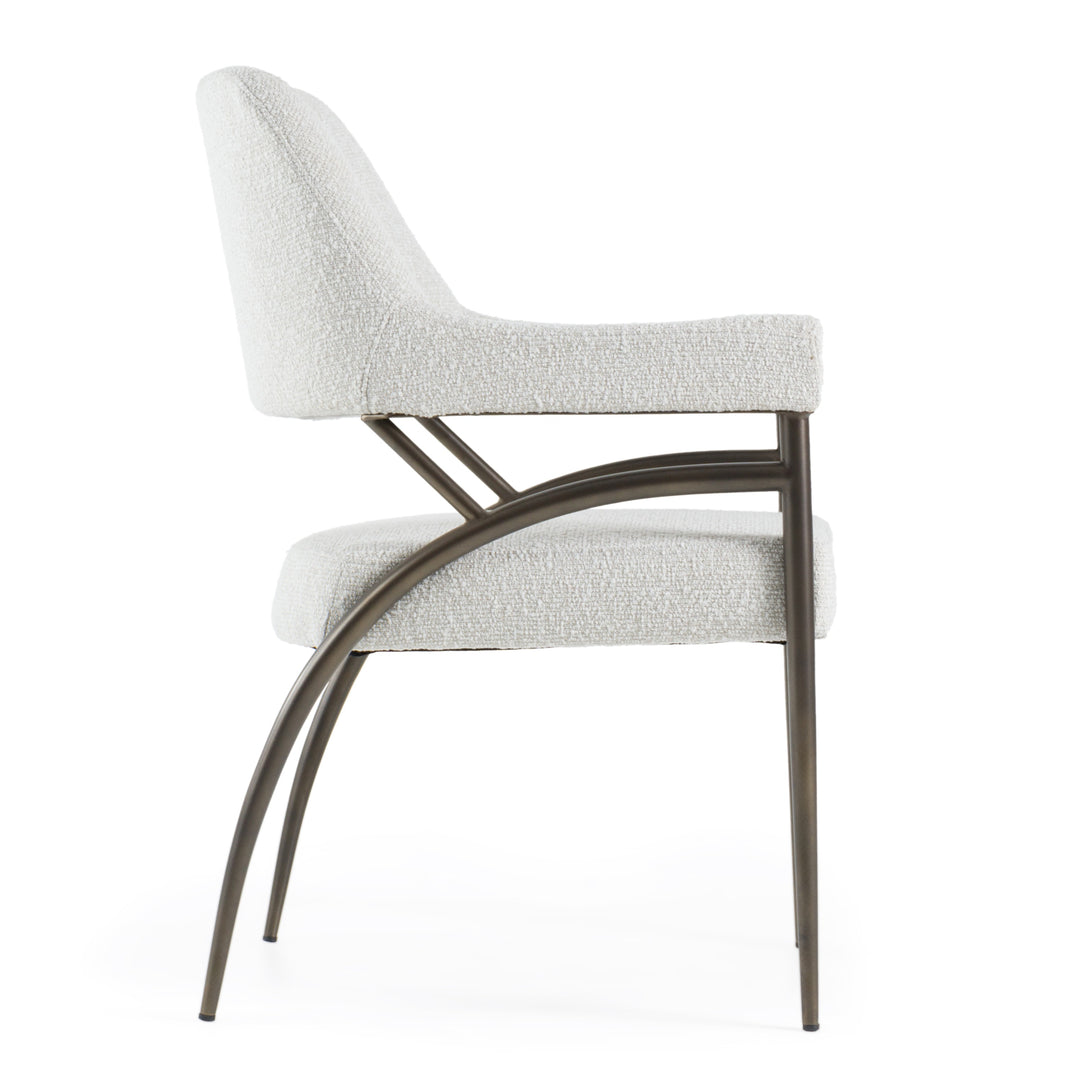 Betty  Modern OffWhite Fabric + Bronze Dining Chair