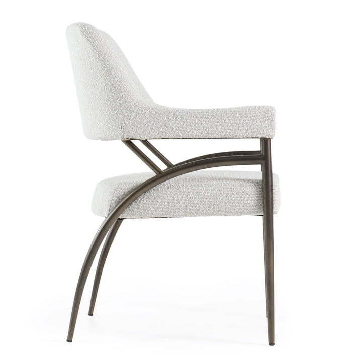Betty - Modern Off-White Fabric + Bronze Dining Chair