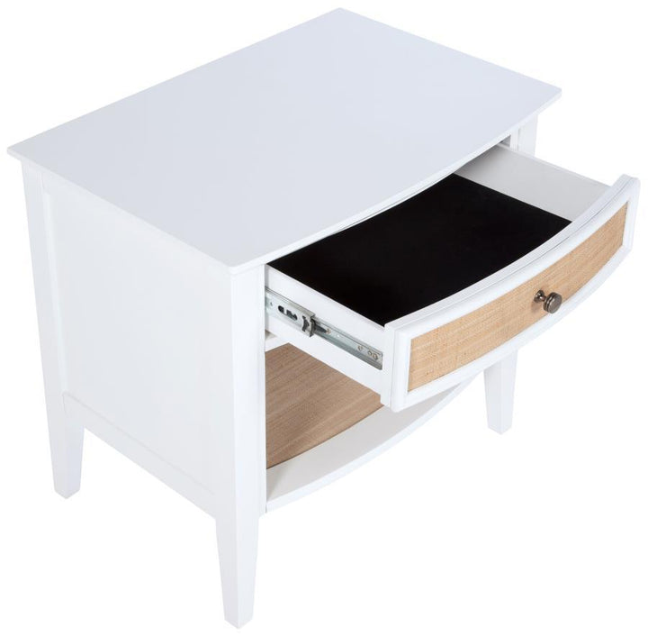 Bexhill - 1 - Drawer Nightstand Bedside Table - White Accent Nightstand modern furniture Contempo Furniture