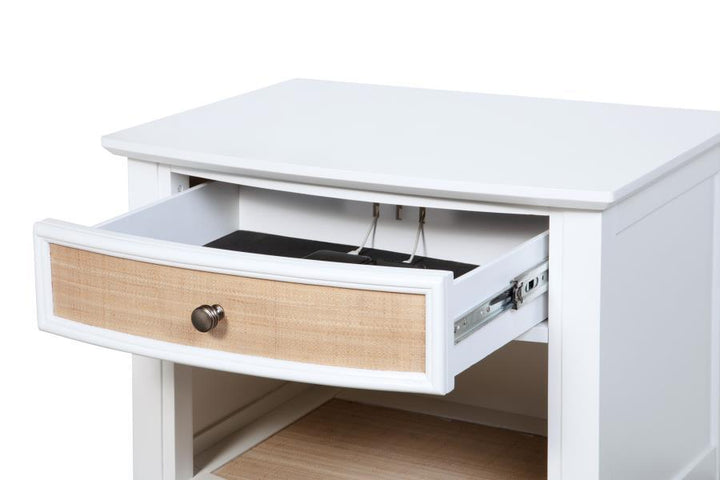 Bexhill - 1 - Drawer Nightstand Bedside Table - White Accent Nightstand modern furniture Contempo Furniture