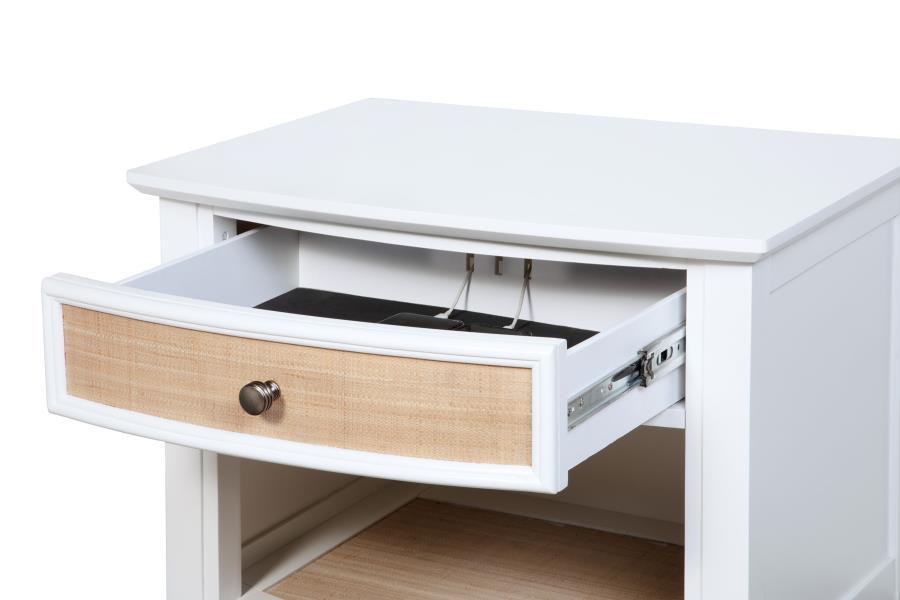 Bexhill - 1 - Drawer Nightstand Bedside Table - White Accent Nightstand modern furniture Contempo Furniture
