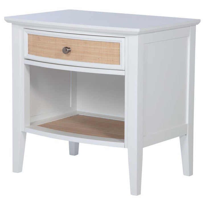 Bexhill - 1 - Drawer Nightstand Bedside Table - White Accent Nightstand modern furniture Contempo Furniture