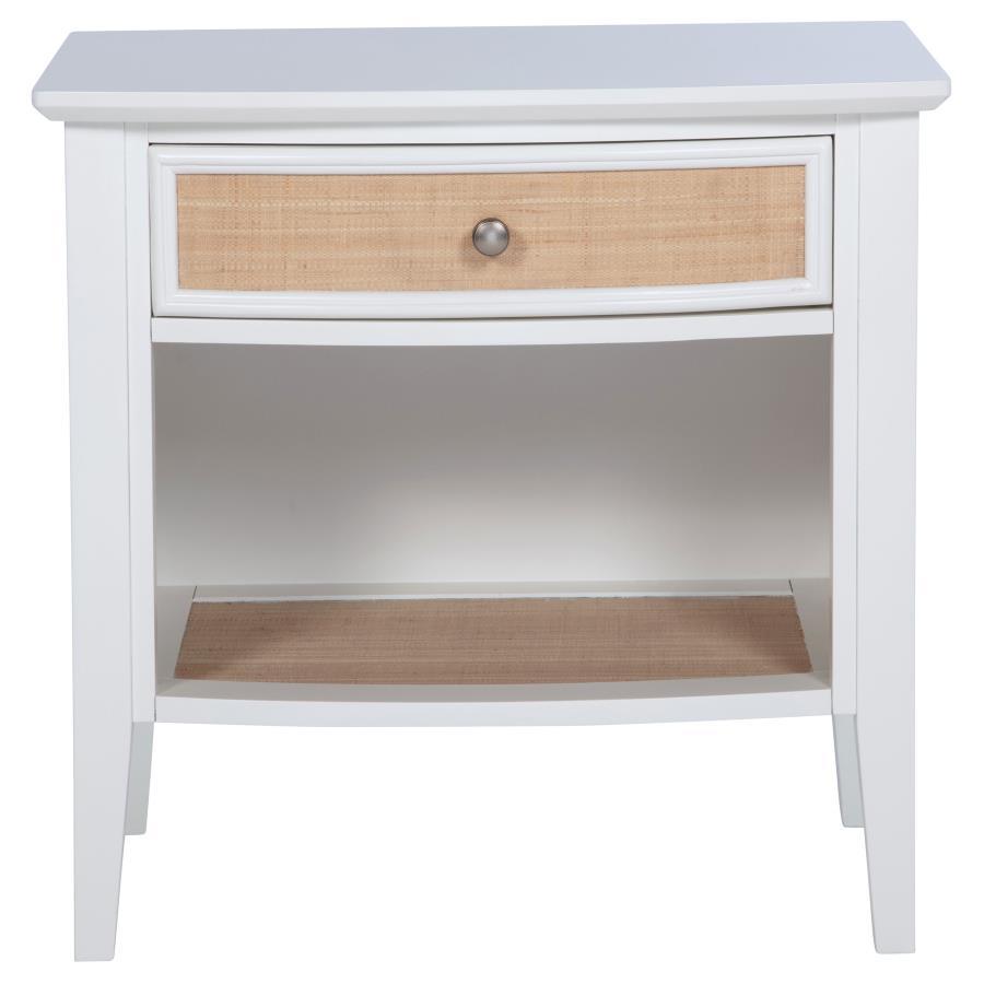 Bexhill - 1 - Drawer Nightstand Bedside Table - White Accent Nightstand modern furniture Contempo Furniture