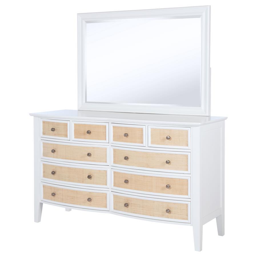Bexhill - 10 - Drawer Dresser And Mirror - White Dresser & Mirror modern furniture Contempo Furniture