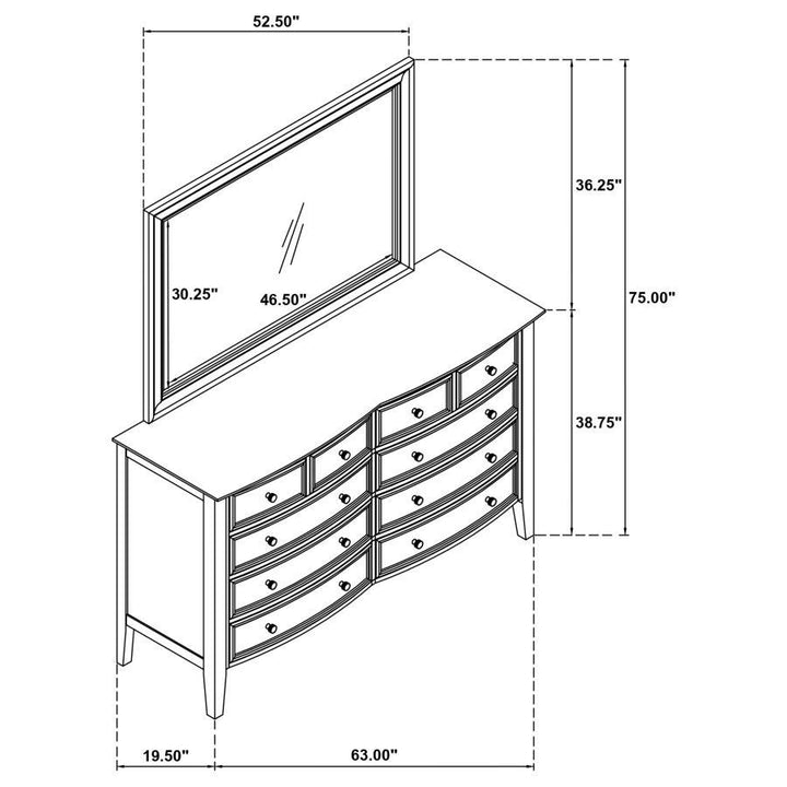 Bexhill - 10 - Drawer Dresser And Mirror - White Dresser &amp; Mirror modern furniture Contempo Furniture