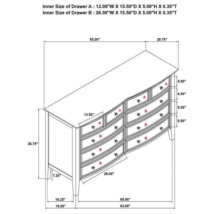 Bexhill - 10 - Drawer Dresser Cabinet - White Dressers modern furniture Contempo Furniture