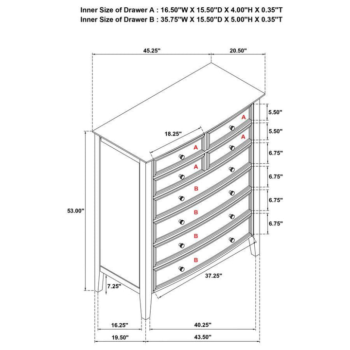 Bexhill - 8 - Drawer Chest Of Drawers - White Accent Chest modern furniture Contempo Furniture