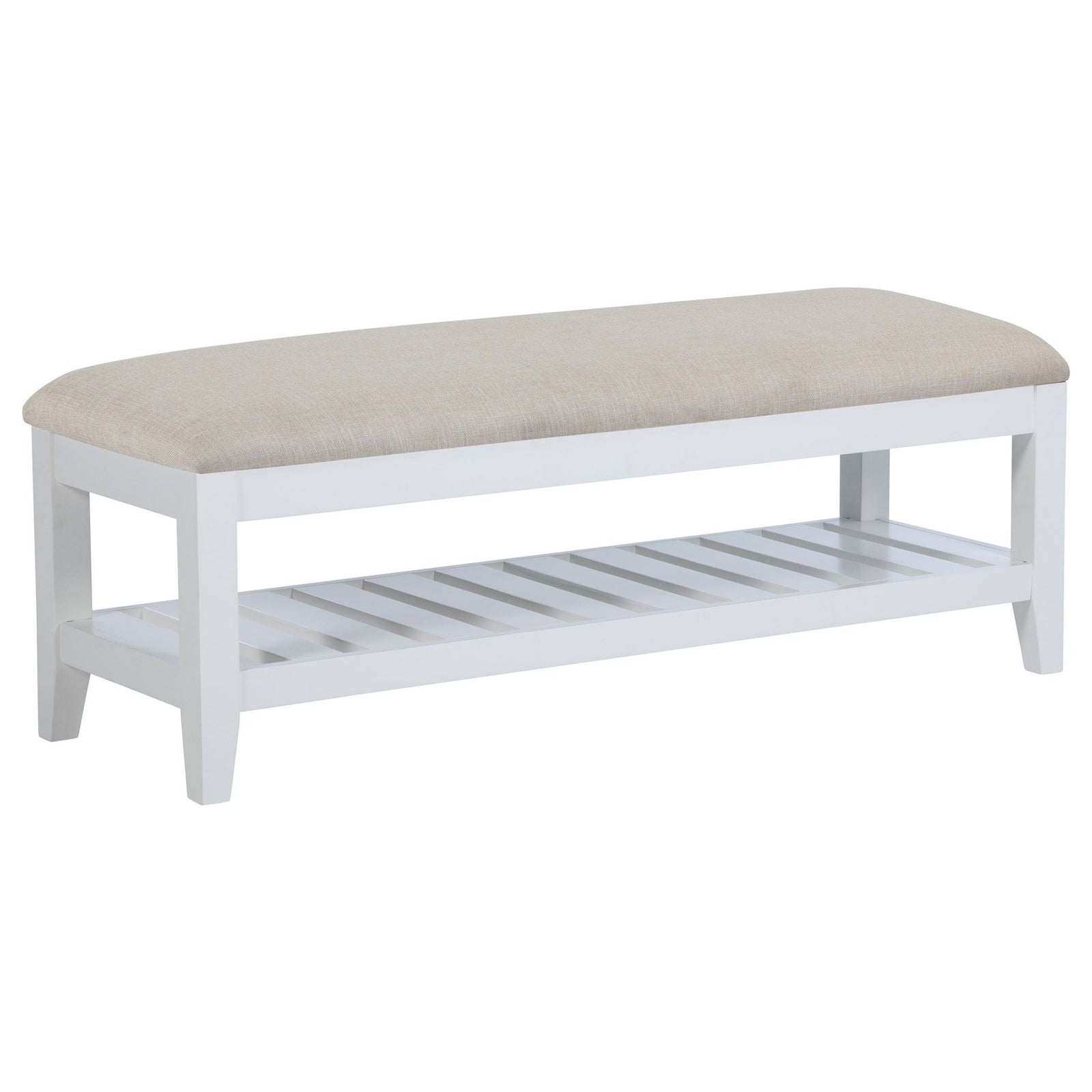 Bexhill - Upholstered Rectangular Bench With Shelf - White Upholstered Bench modern furniture Contempo Furniture