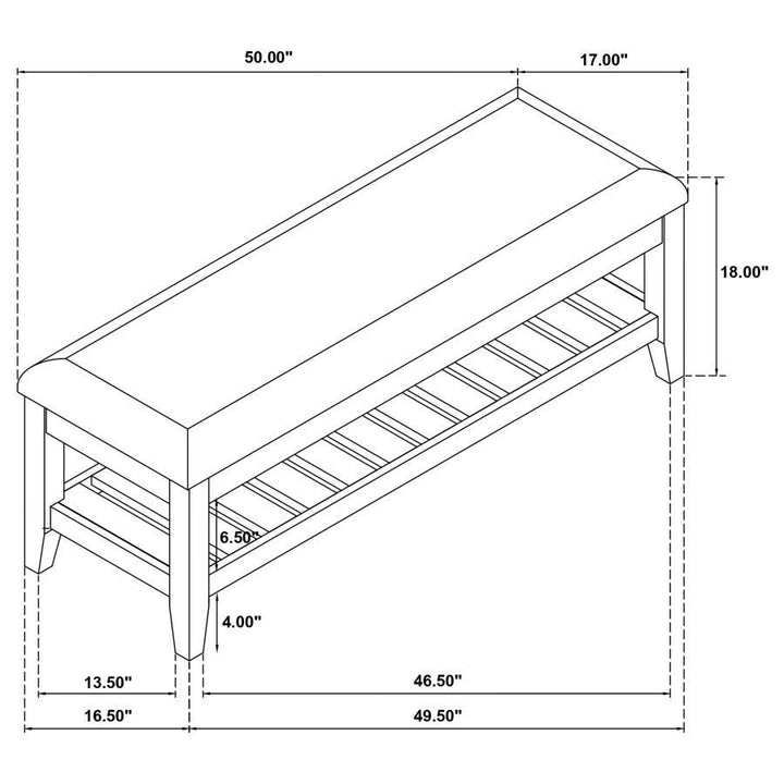 Bexhill - Upholstered Rectangular Bench With Shelf - White Upholstered Bench modern furniture Contempo Furniture