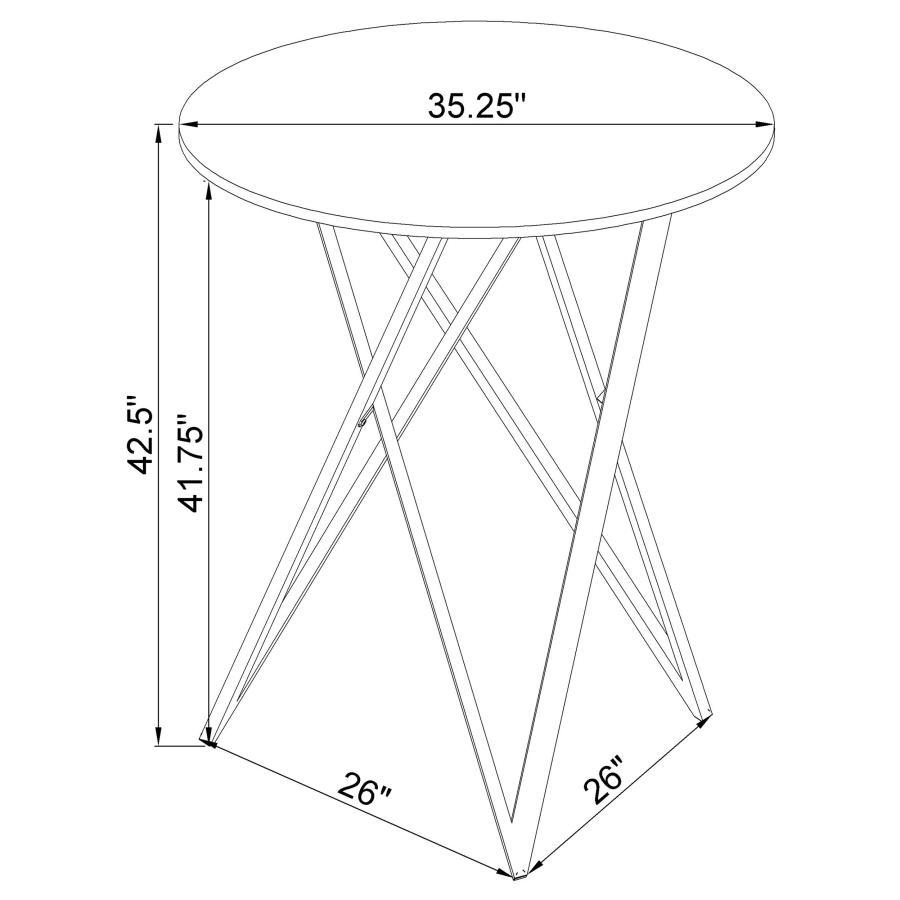 Bexter - Round Faux Marble Bistro Bar Table - Chrome Bar Table modern furniture Contempo Furniture