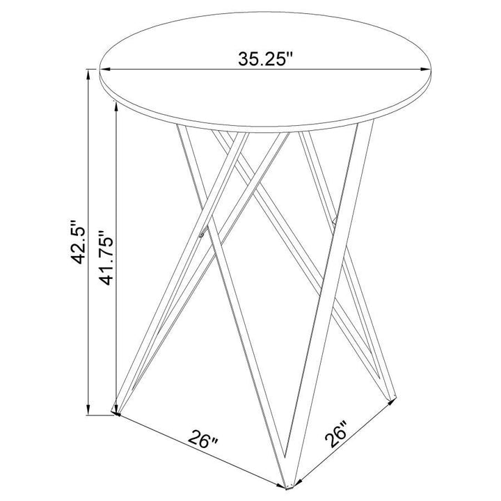 Bexter - Round Faux Marble Bistro Bar Table - Chrome Bar Table modern furniture Contempo Furniture