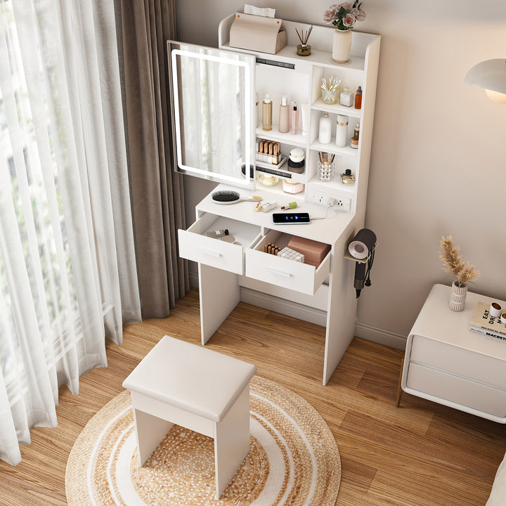 space-saving-white-makeup-vanity-desk-with-mirror-adjustable-led-lights-includes-stool-shelf