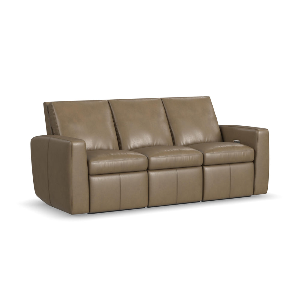 Aria Leather Power Reclining Sofa in Fawn