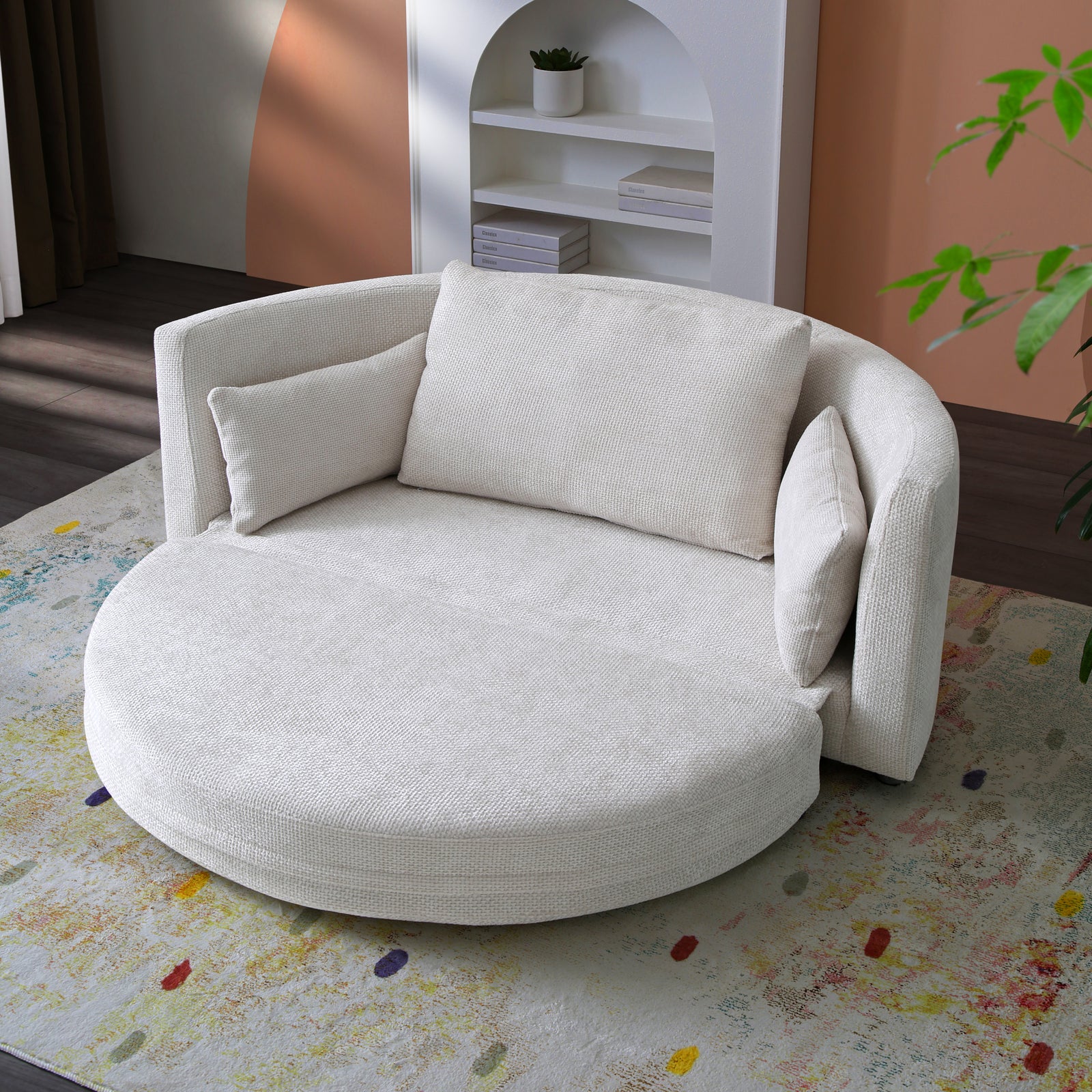3-in-1 Fold-Out Sofa Bed with Pull-Out Lounger & Mattress, Includes 3 Pillows