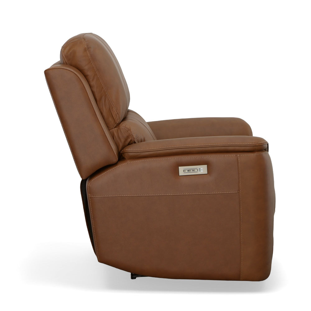 Henry Leather Power Recliner with Power Headrest & Lumbar in Caramel
