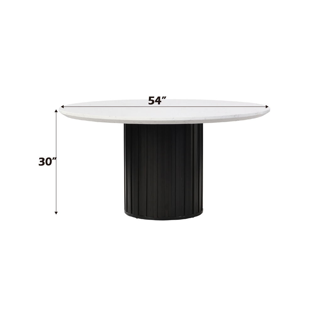 Jaramillo - Round Dining Table With Engineered Marble Top - Engineered Marble Top & Black