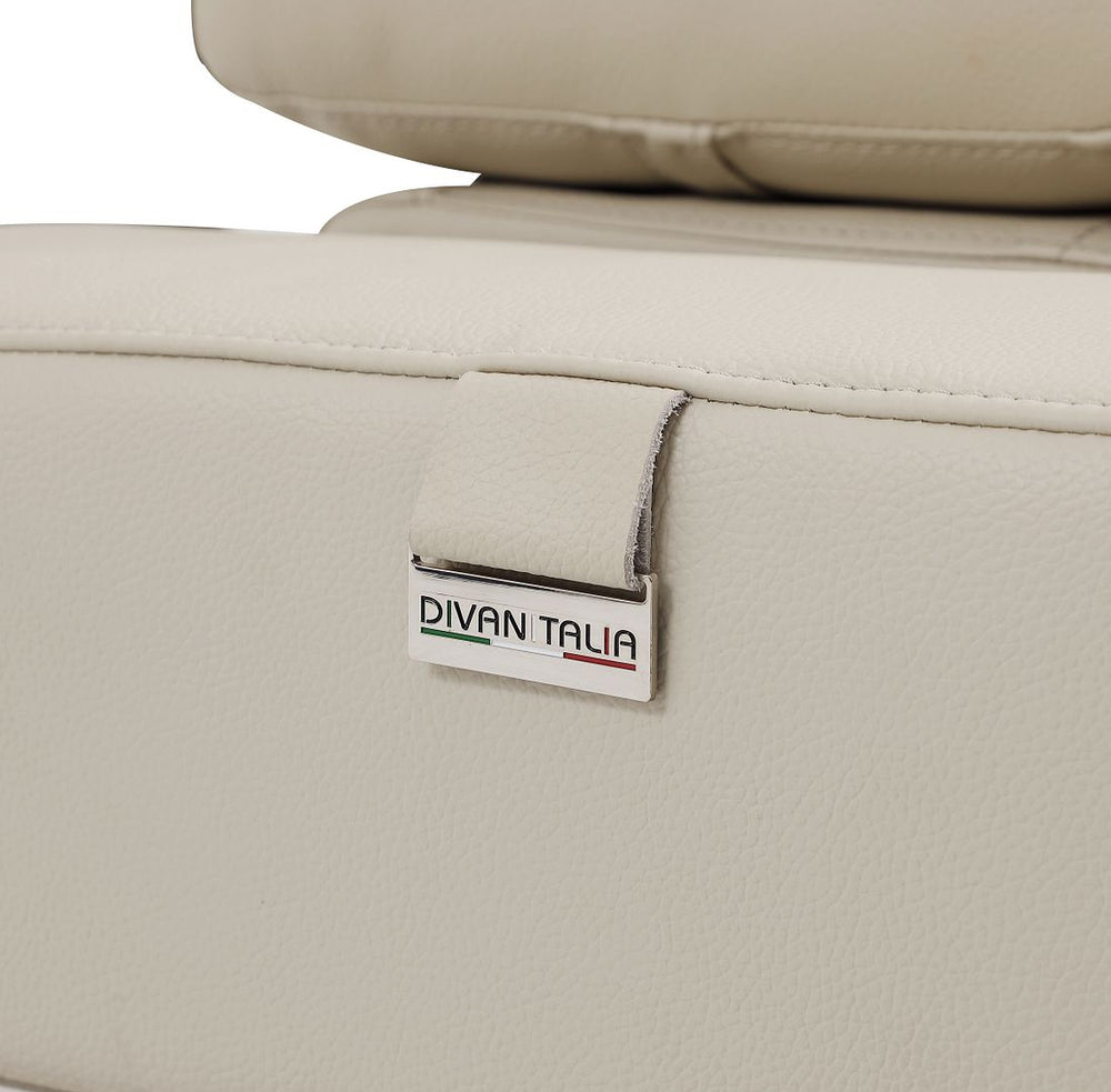 DivanItalia 990 Power Reclining Sofa with Power Headrest in Top-Grain Italian Leather - Beige