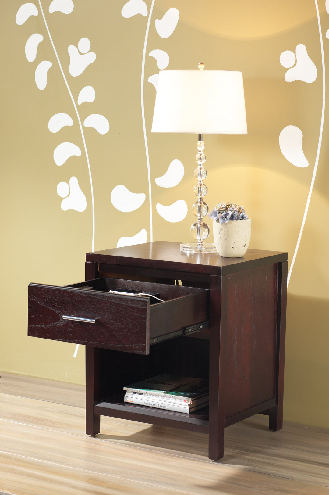 Modus Furniture Nv2381P Nevis Charging Station Nightstand In Espresso