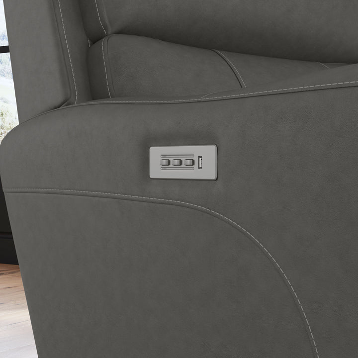 Carter Fabric Power Recliner with Power Headrest &amp; Lumbar in Smoke