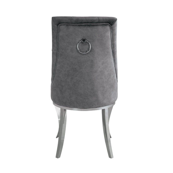 Dekel - Side Chair Set of 2) - Gray Fabric & Stainless Steel