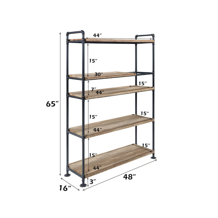 Brantley - 65" Bookshelf - Oak & Sandy Black