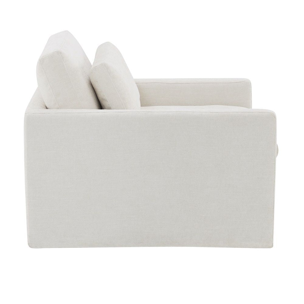 Frederick - Swivel Chair With Pillow - Ivory Fabric