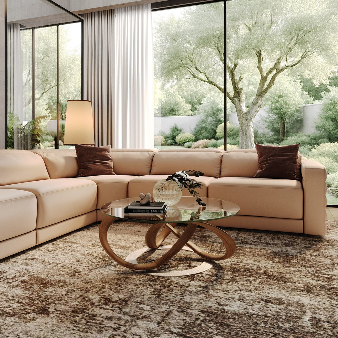 Bianca - Modern Brown Leather Sectional Sofa w/ 3 Recliners