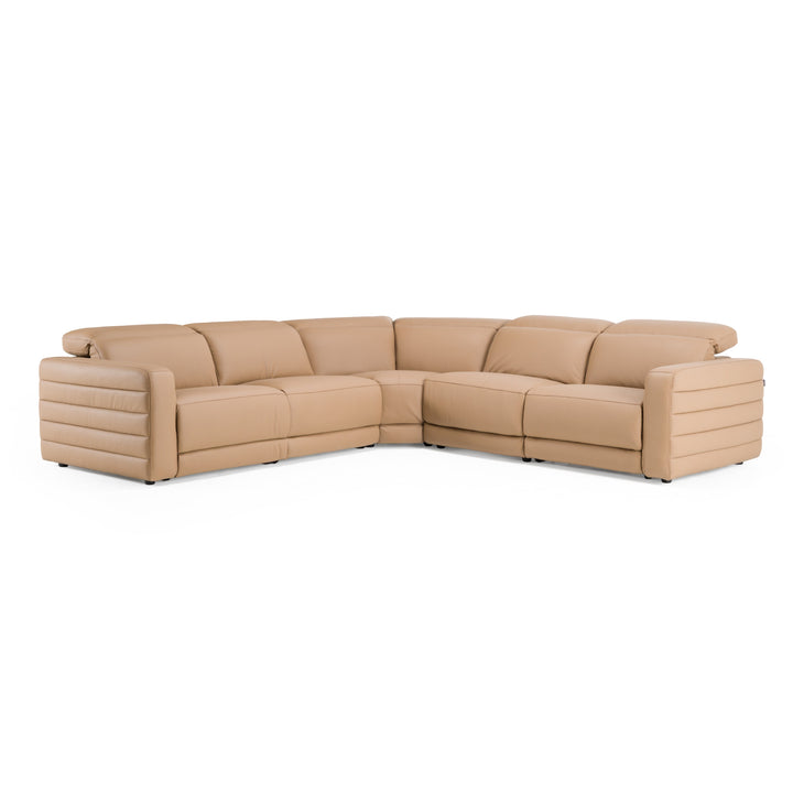 Bianca - Modern Brown Leather Sectional Sofa w/ 3 Recliners