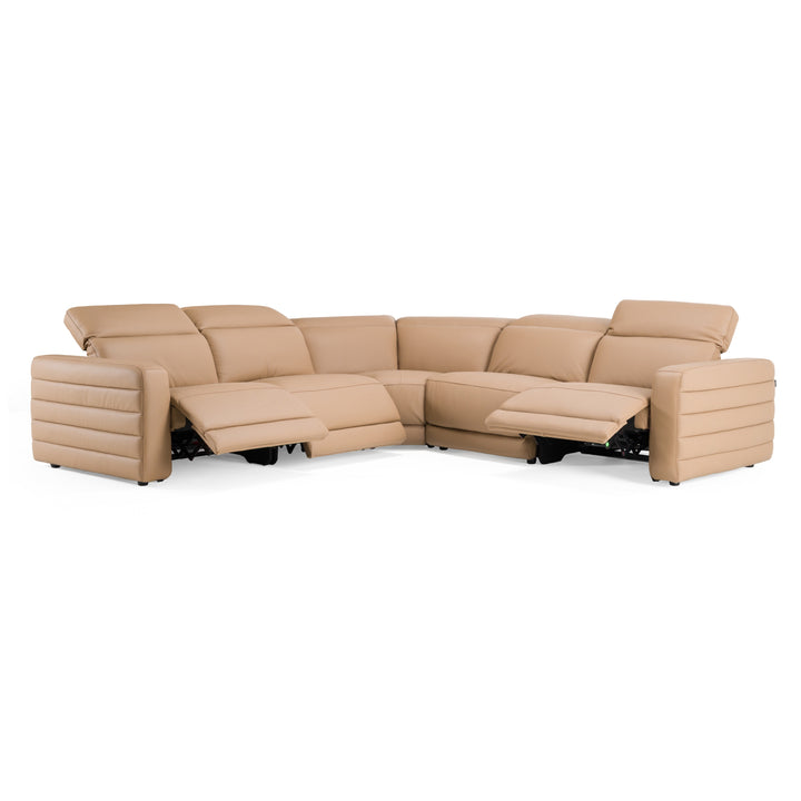 Bianca - Modern Brown Leather Sectional Sofa w/ 3 Recliners