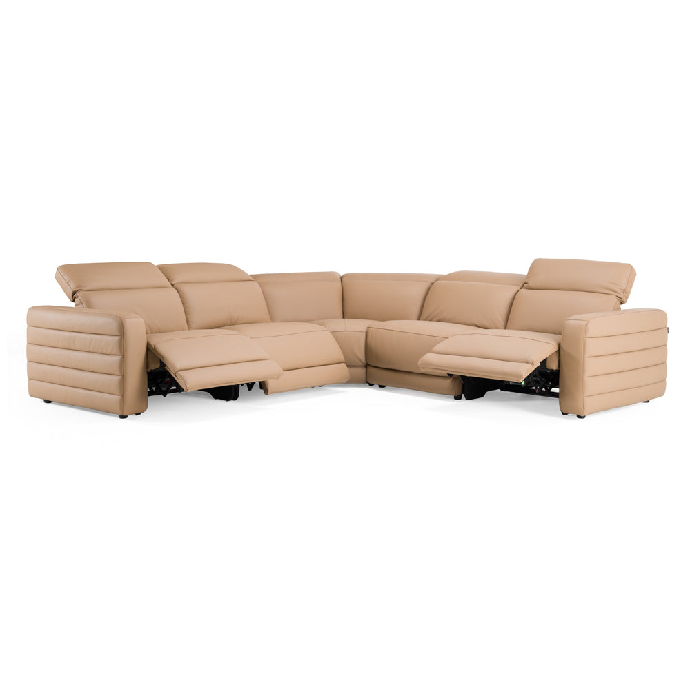 Bianca - Modern Brown Leather Sectional Sofa w/ 3 Recliners - View 2