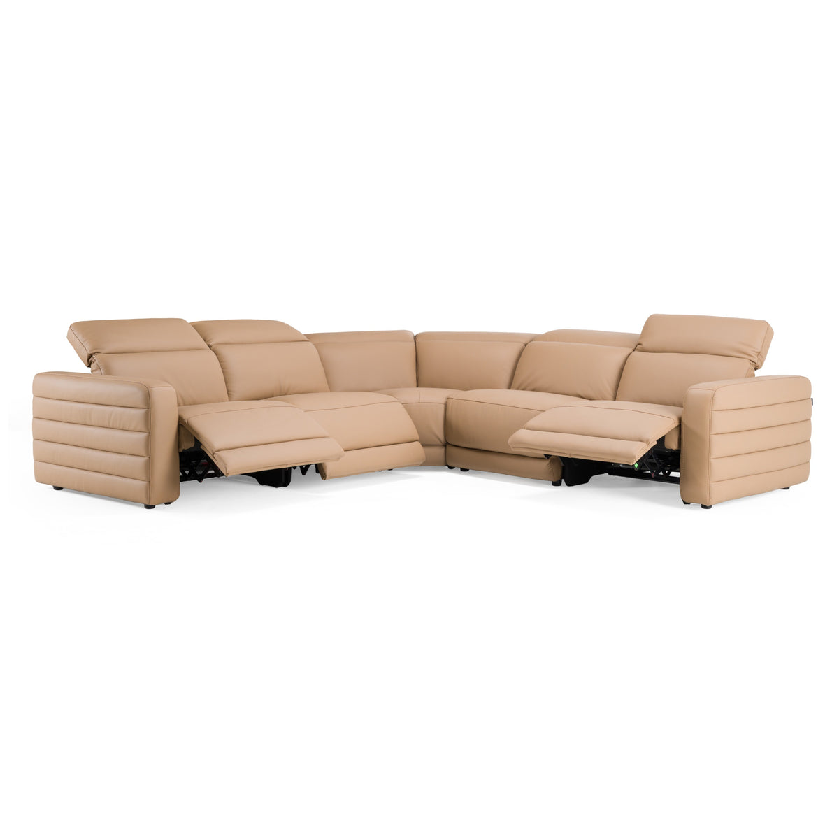 Bianca - Modern Brown Leather Sectional Sofa w/ 3 Recliners - View 2