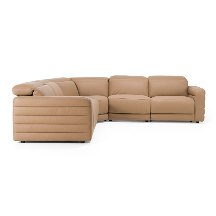 Bianca - Modern Brown Leather Sectional Sofa w/ 3 Recliners
