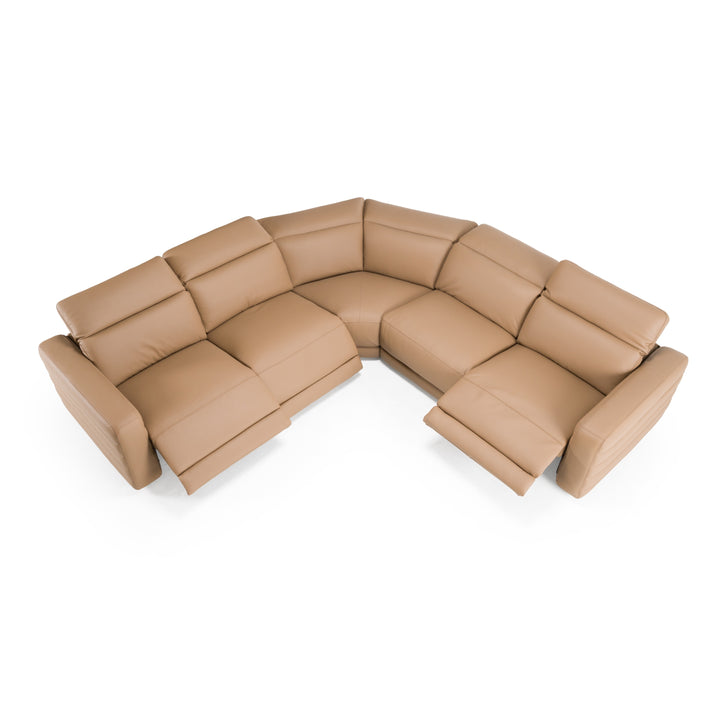 Bianca - Modern Brown Leather Sectional Sofa w/ 3 Recliners