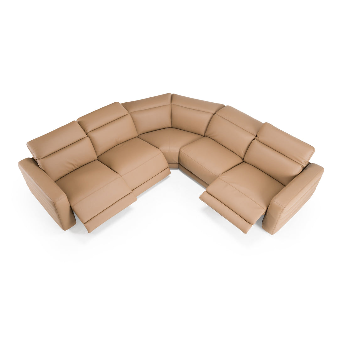 Bianca - Modern Brown Leather Sectional Sofa w/ 3 Recliners