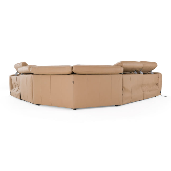 Bianca - Modern Brown Leather Sectional Sofa w/ 3 Recliners