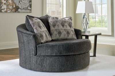 Biddeford Oversized Swivel Accent Chair - Black Swivel Chair modern furniture Contempo Furniture