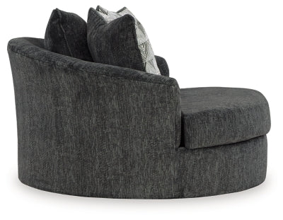 Biddeford Oversized Swivel Accent Chair - Black Swivel Chair modern furniture Contempo Furniture