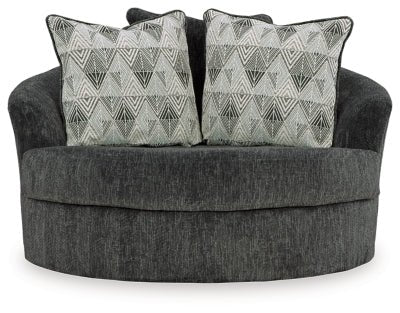 Biddeford Oversized Swivel Accent Chair - Black Swivel Chair modern furniture Contempo Furniture