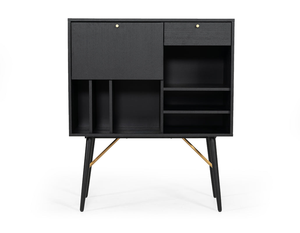 Billy Modern Black Oak  and  Gold Tall Buffet