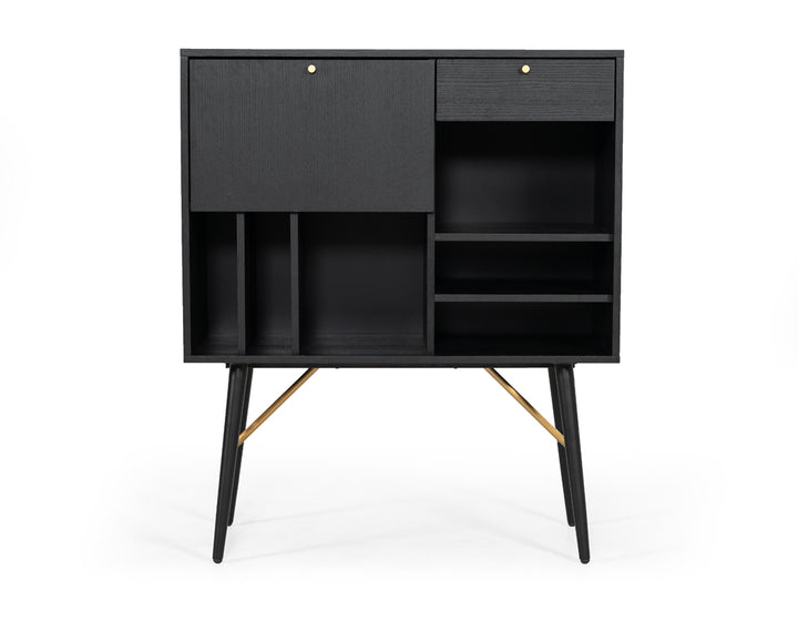 Billy Modern Black Oak &amp; Gold Tall Buffet