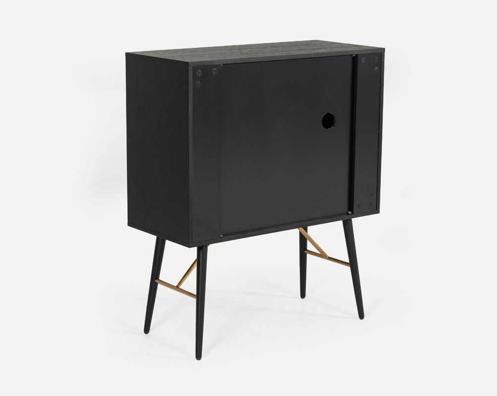 Billy Modern Black Oak  and  Gold Tall Buffet