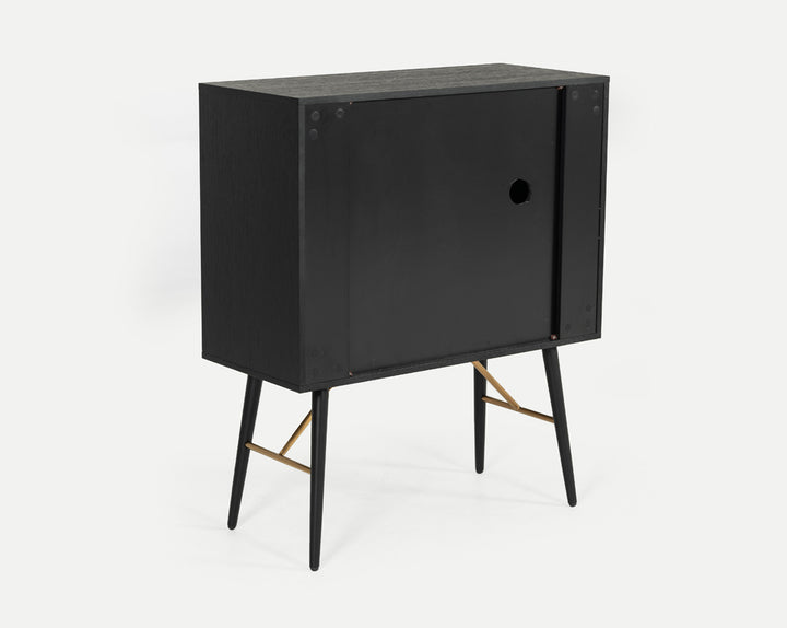 Billy Modern Black Oak &amp; Gold Tall Buffet