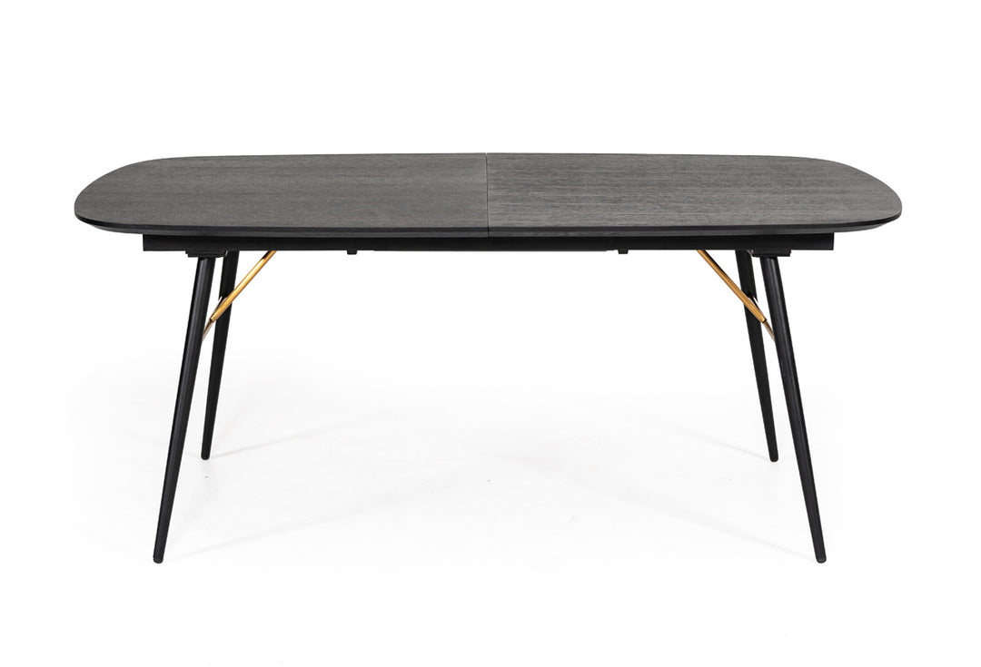 Billy Modern Black Oak  and  Gold Extendable Dining Table