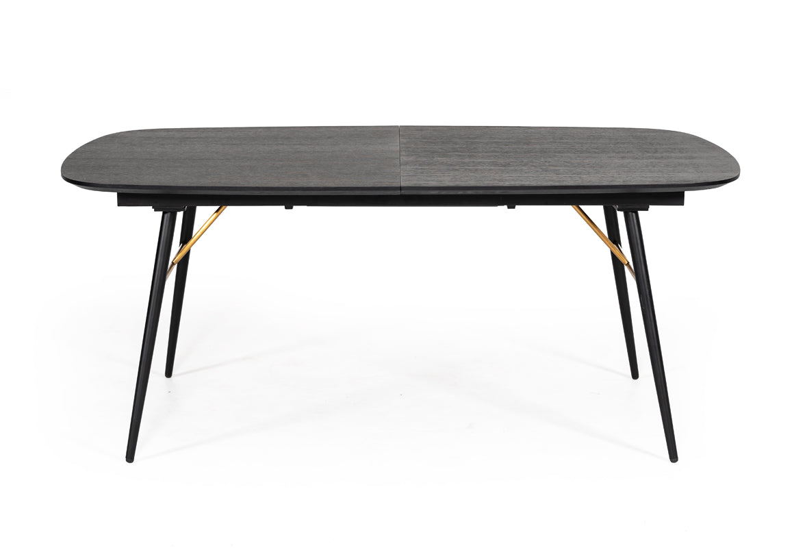 Billy Modern Black Oak  and  Gold Extendable Dining Table