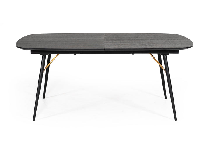 Billy Modern Black Oak  and  Gold Extendable Dining Table