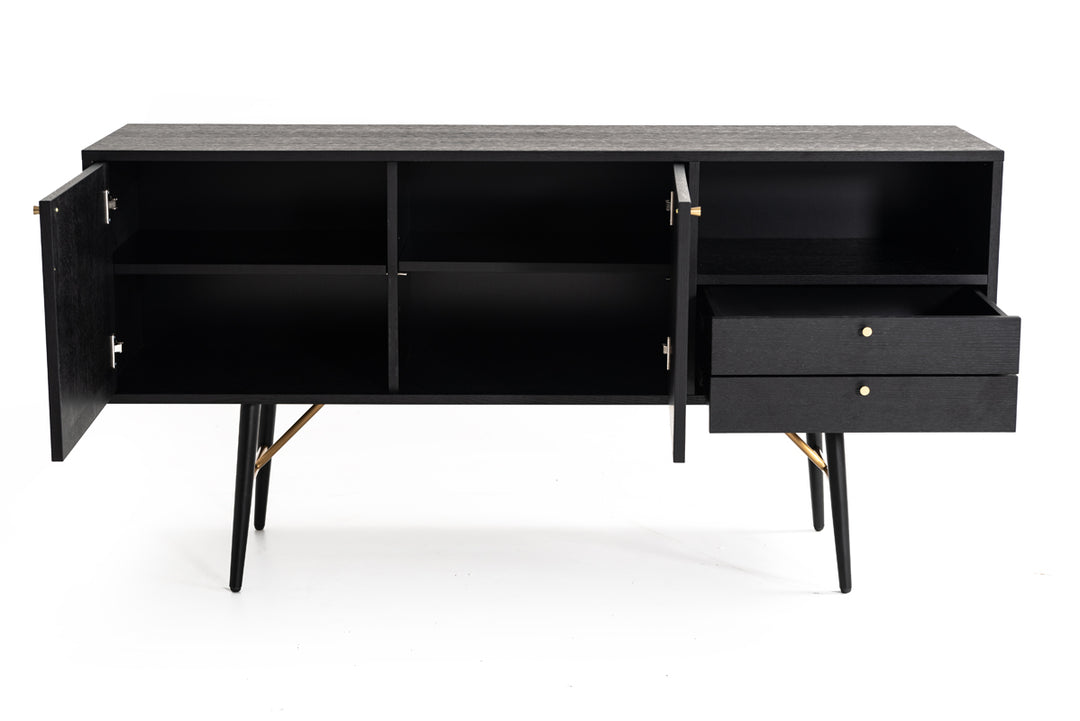 Billy Modern Black Oak & Gold Buffet