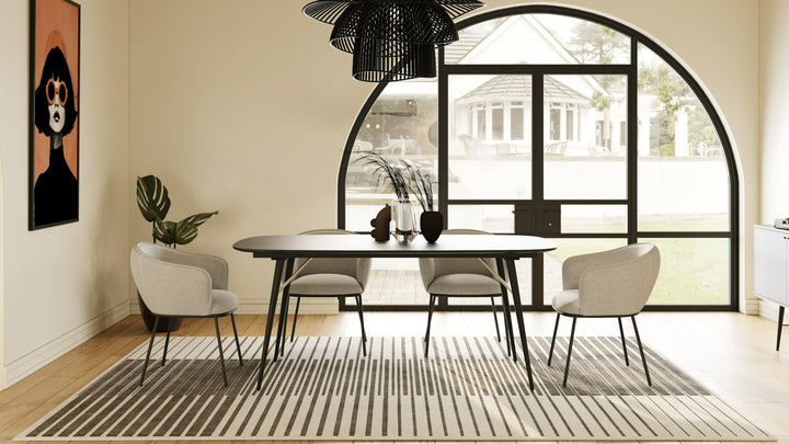 Billy Modern Black Oak &amp; Gold Extendable Dining Table